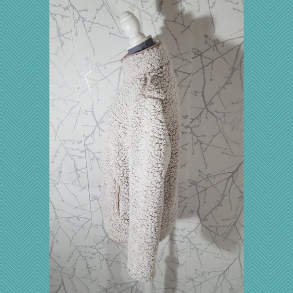 Thread & Supply Ivory Tan Fleece Teddy Quarter Zip Wubby Pullover - Picture 3 of 5